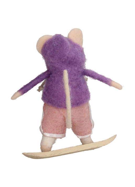 Kersten Snowboardende Muis kersthanger 11,5 cm - achterkant 2 lila