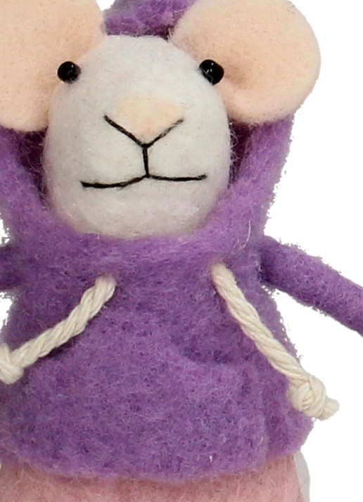 Kersten Snowboardende Muis kersthanger 11,5 cm - detail lila