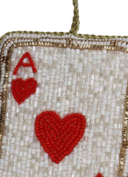 Kersten Speelkaart kersthanger 10 cm - detail rood