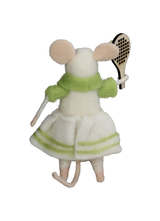 Kersten Tennis Muis kersthanger 11,5 cm - achterkant 2 groen