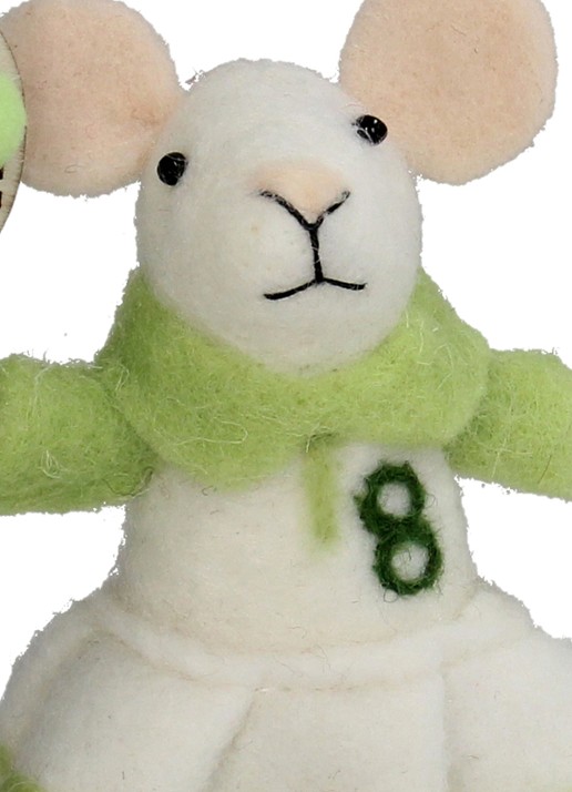 Kersten Tennis Muis kersthanger 11,5 cm - detail groen