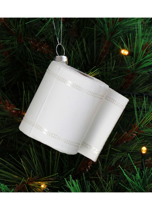 Kersten Toilet Rol kersthanger 9 cm - voorkant 2 wit
