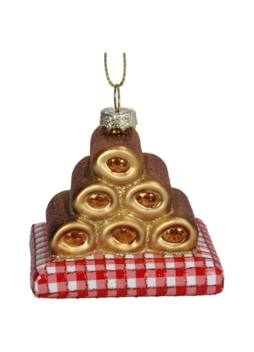 Kersten Worstenbroodje kersthanger 6,3 cm - voorkant 3 rood