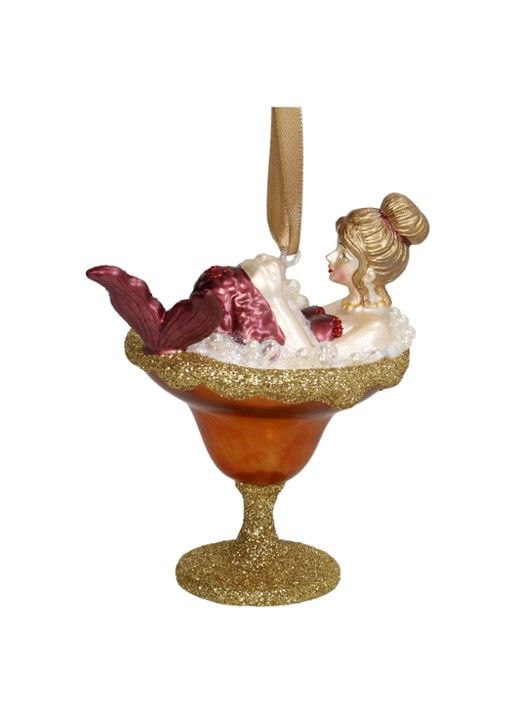 Kersten Zeemeermin Cocktail kersthanger 11,4 cm - voorkant 2 goud