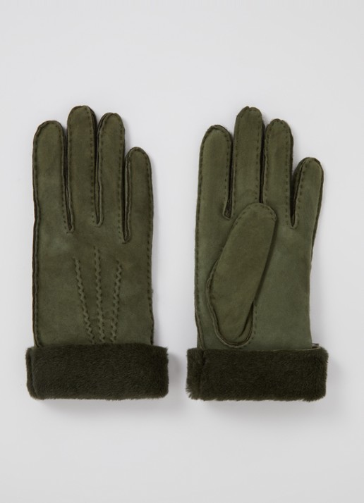 Kessler Ilvy handschoenen van suède - voorkant olijfgroen