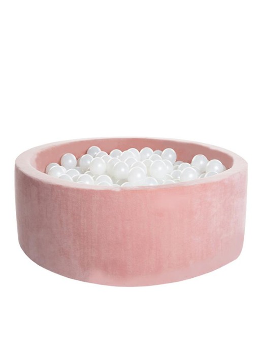 KidKii Boucle ballenbak 90 x 30 cm inclusief 150 ballen  - voorkant roze