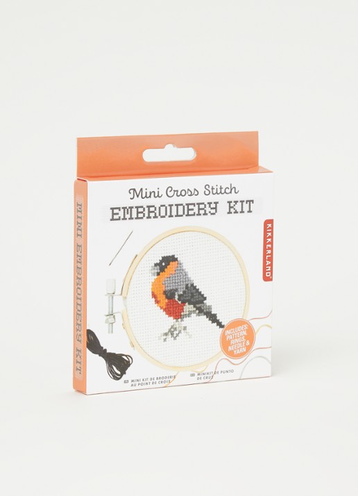 Kikkerland Bird mini kruissteek borduurset - voorkant 2 wit