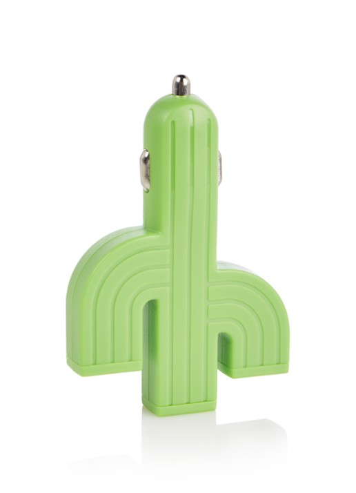 Kikkerland Cactus auto usb-lader - voorkant lichtgroen