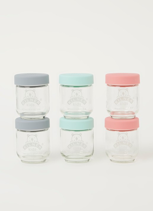 Kilner Pot voor babyvoeding set van 6 - voorkant 3 transparant