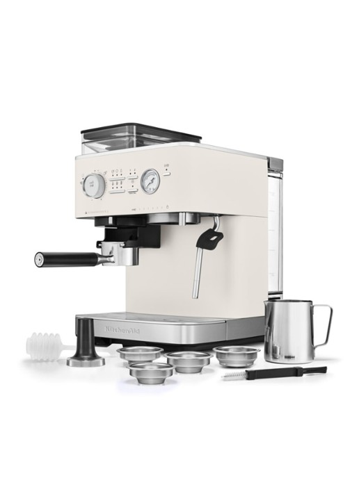 KitchenAid Halfautomatische espressomachine met koffiemolen - voorkant 2 wit