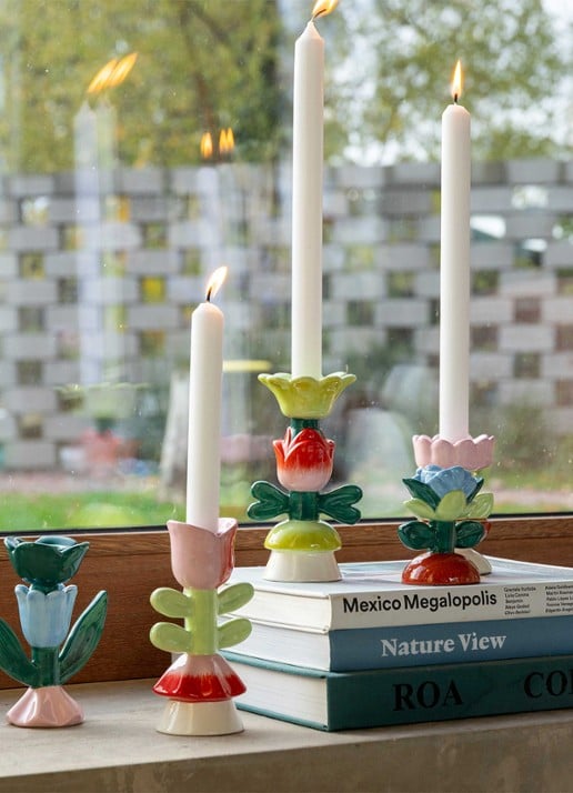 &Klevering Blume kandelaar 14 cm - achterkant 4 donkergroen