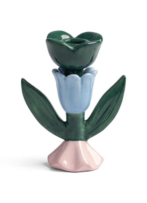 &Klevering Blume kandelaar 14 cm - voorkant 2 donkergroen