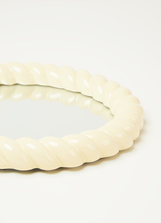 &Klevering Braid Round spiegel  - detail lichtgeel