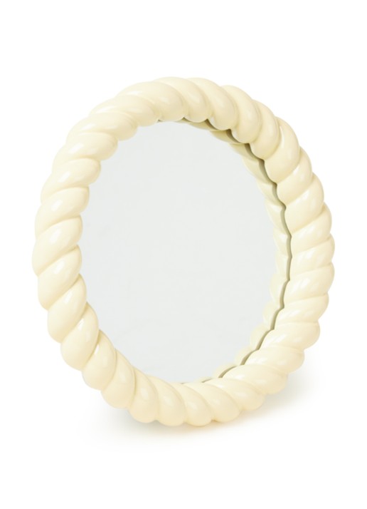 &Klevering Braid Round spiegel  - voorkant 2 lichtgeel