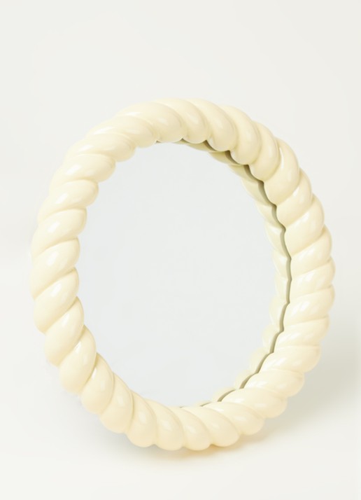 &Klevering Braid Round spiegel  - voorkant 3 lichtgeel