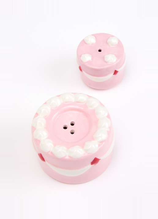 &Klevering Cake peper- en zoutmolen 2-delig - voorkant 2 roze
