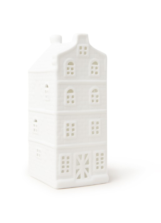 &Klevering Canal house waxinelichthouder 13,5 cm - voorkant wit
