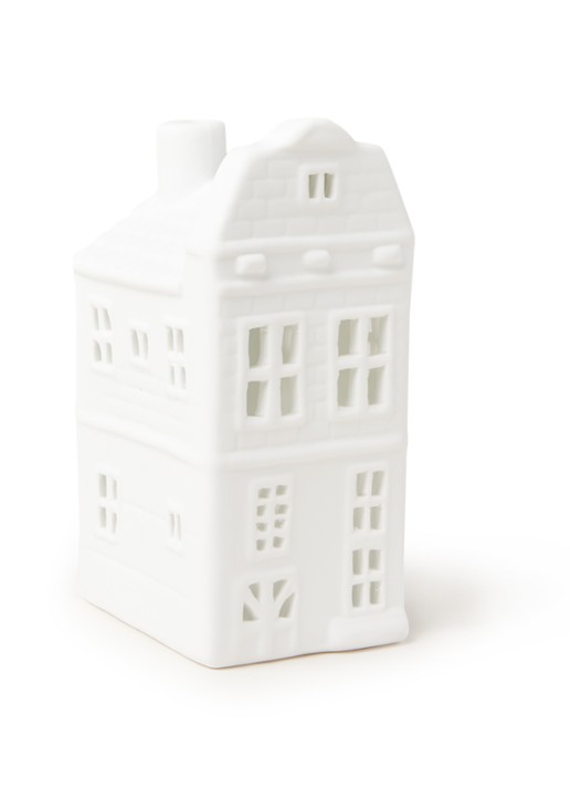&Klevering Canal house waxinelichthouder 13,5 cm - voorkant wit