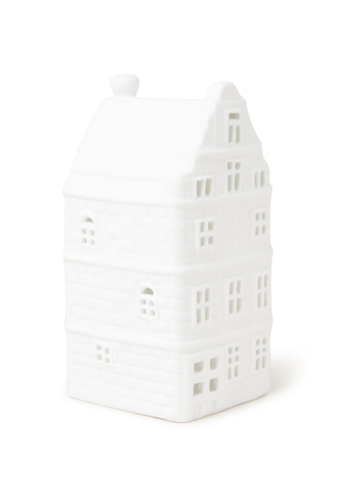 &Klevering Canal house waxinelichthouder 13 cm - voorkant 2 wit