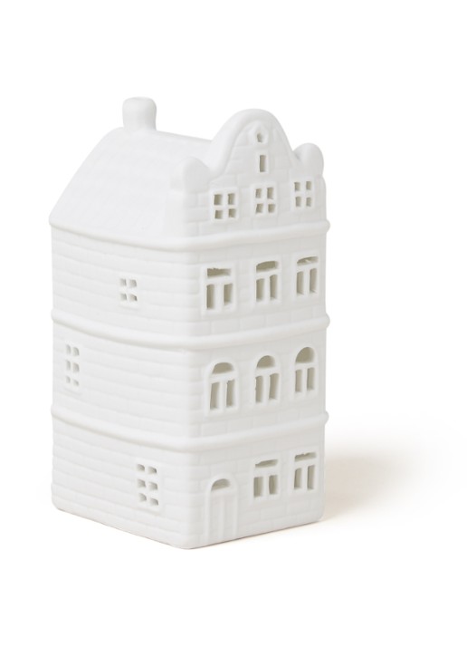 &Klevering Canal house waxinelichthouder 13 cm - voorkant wit