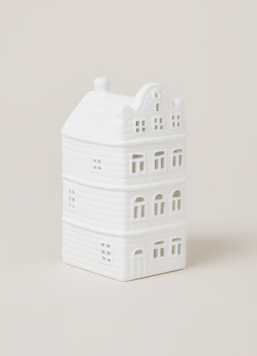 &Klevering Canal house waxinelichthouder 13 cm - voorkant 2 wit