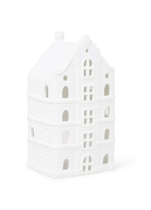 &Klevering Canal house waxinelichthouder 16 cm - voorkant wit