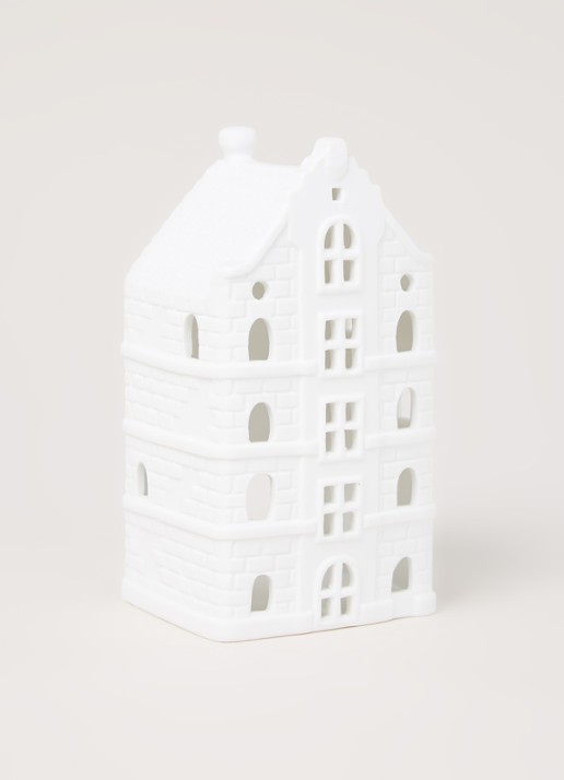 &Klevering Canal house waxinelichthouder 16 cm - voorkant 2 wit
