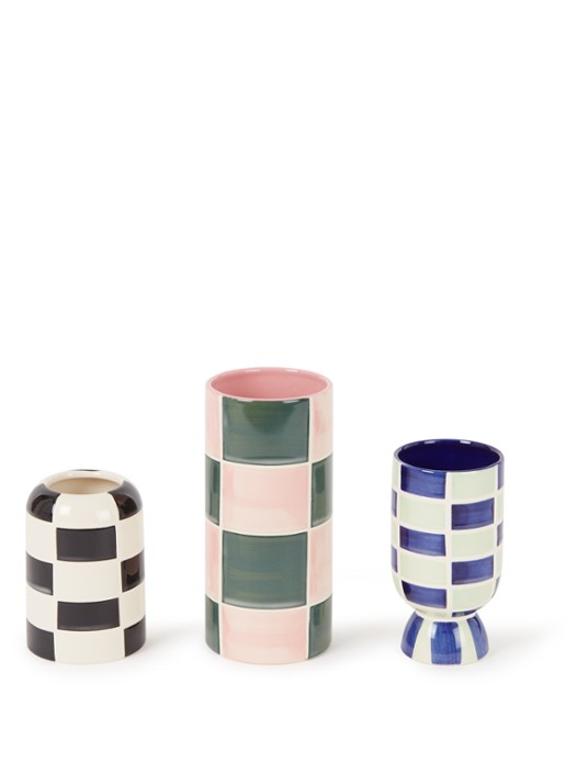 &Klevering Caré vaas set van 3 - voorkant multicolor