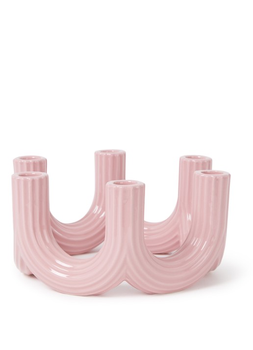 &Klevering Churros kandelaar 23,5 cm - voorkant lichtroze