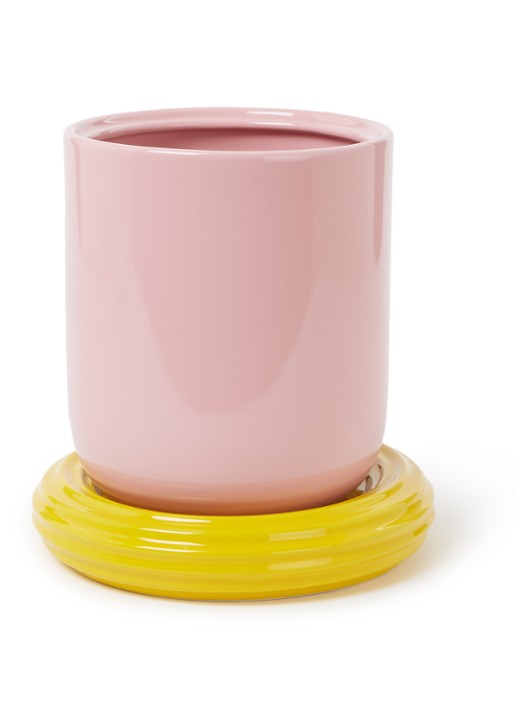 &Klevering Churros sierpot van steen voor binnen 21 cm - voorkant lichtroze