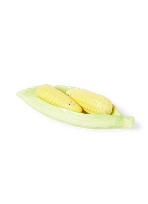 &Klevering Corn peper & zoutstel 4,5 cm 3-delig - voorkant abrikoos