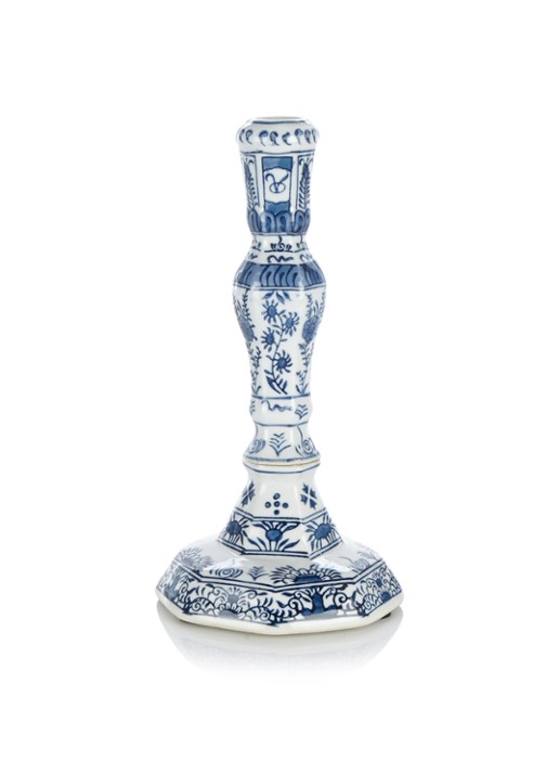 &Klevering Delft kandelaar 22 cm - voorkant blauw