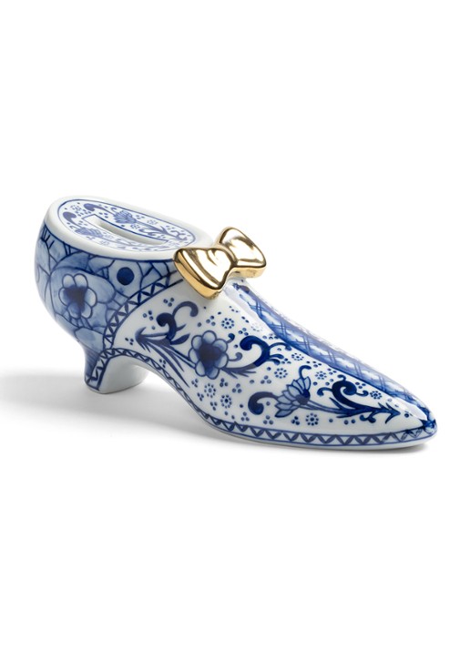 &Klevering Delftware Shoe spaarpot - voorkant kobaltblauw