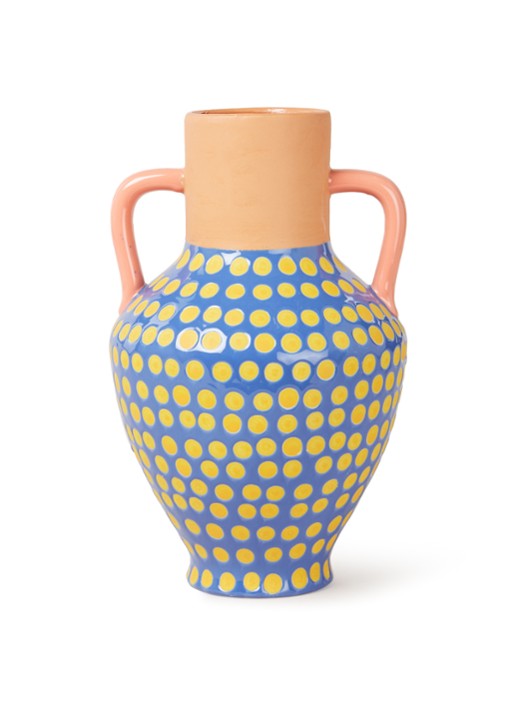 &Klevering Dotted vaas 25 cm  - voorkant 2 blauw