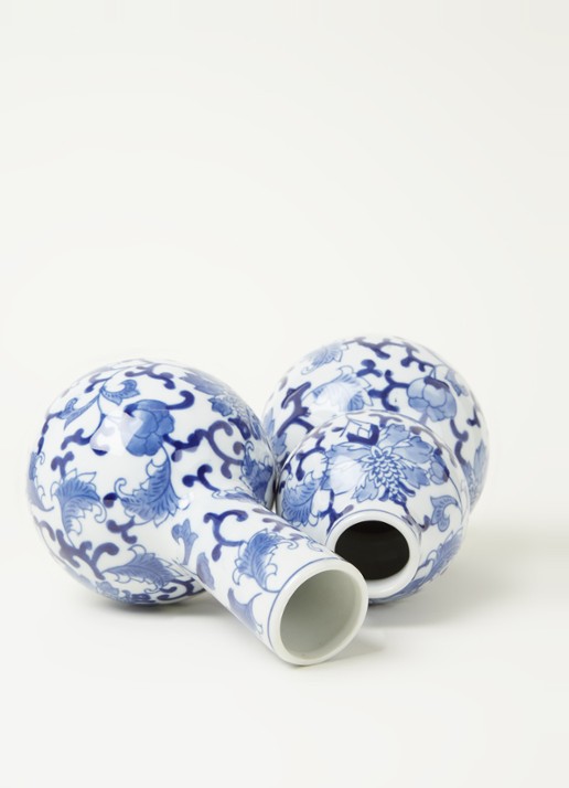 &Klevering Dutch Delight vaas 20 cm set van 2 - detail blauw