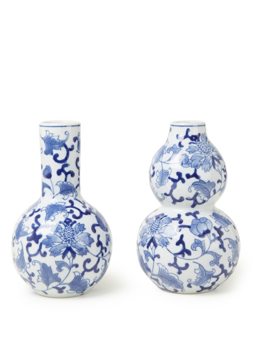 &Klevering Dutch Delight vaas 20 cm set van 2 - voorkant 2 blauw