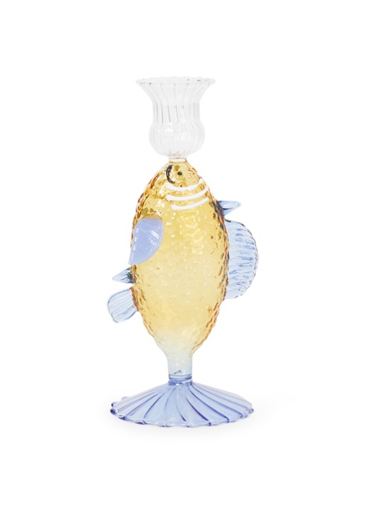 &Klevering Fish kandelaar 19 cm - voorkant geel