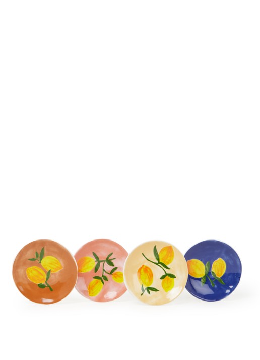 &Klevering Lemon ontbijtbord 16 cm set van 4  - voorkant geel