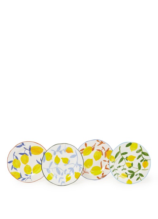 &Klevering Lemon Twig dinerbord 22 cm set van 4  - voorkant geel
