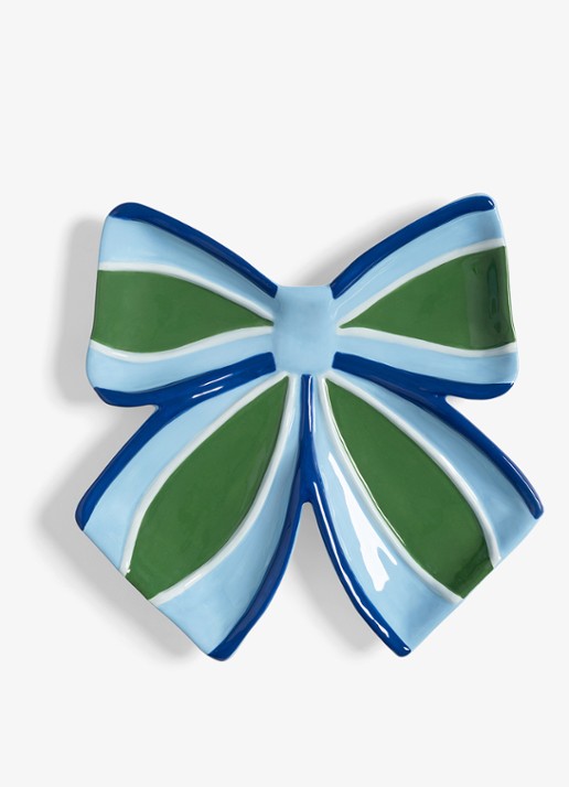 &Klevering Lint bord van keramiek 22 cm - voorkant blauw