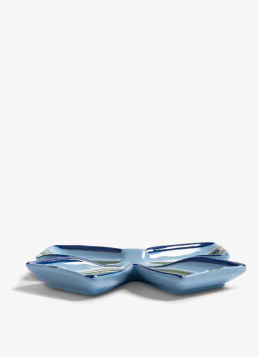 &Klevering Lint bord van keramiek 22 cm - voorkant 2 blauw