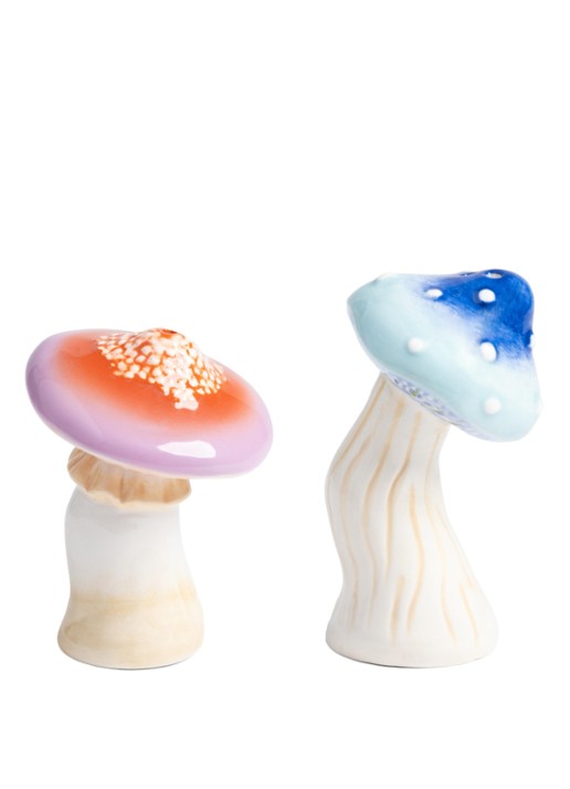 &klevering Magic mushroom peper- en zoutmolen 10 cm set van 2 - voorkant beige