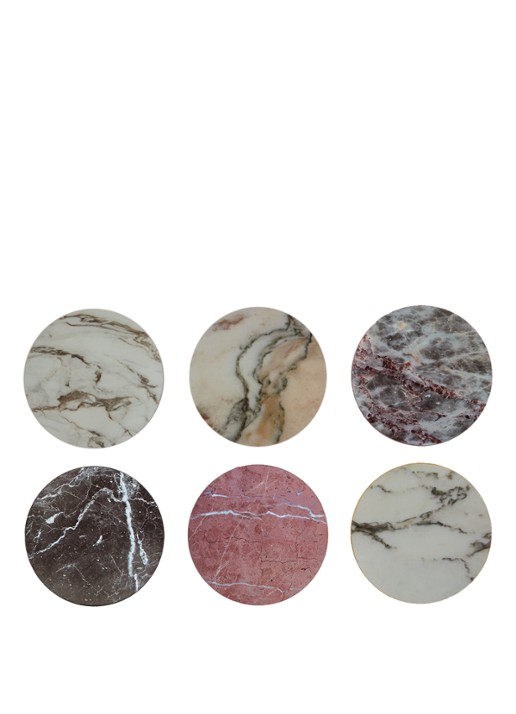 &Klevering Onderzetters van kurk set van 6 - voorkant multicolor