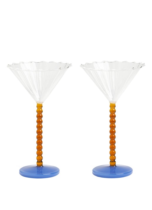 &klevering Perle coupe champagne glas set van 2 - voorkant transparant