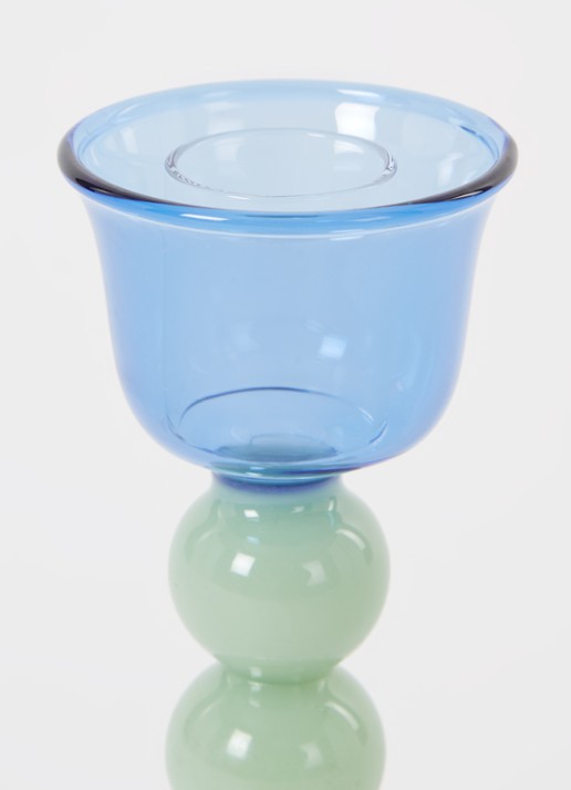 &Klevering Perle kandelaar 12 cm - voorkant 2 blauw