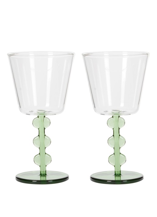 &Klevering Petal wijnglas 20 cl set van 2 - voorkant 2 groen