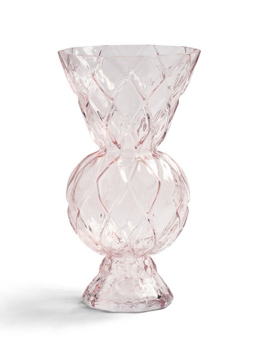 &Klevering Rhombic vaas 28,5 cm - voorkant roze