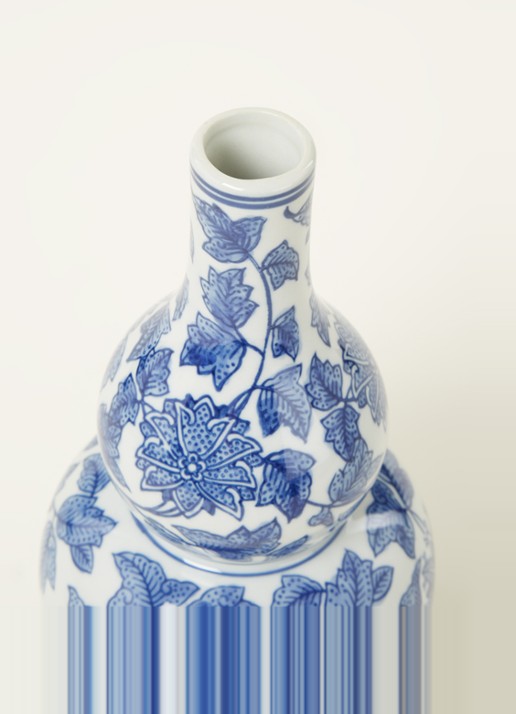 &Klevering Rijksmuseum Lotus vaas 24 cm - detail blauw