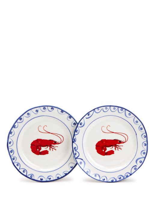 &Klevering Sirène Crevette ontbijtbord 17 cm set van 2 - voorkant 3 gebroken wit