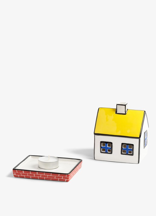 &Klevering Theelichthouder cottage 12.5 cm  - voorkant 2 geel